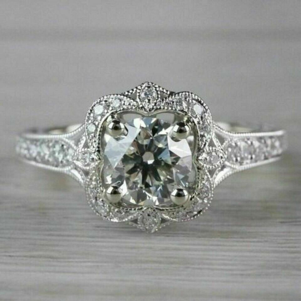 2.80Ct Lab Created VVS1/D Diamond Engagement Ring 14K White Gold Finish
