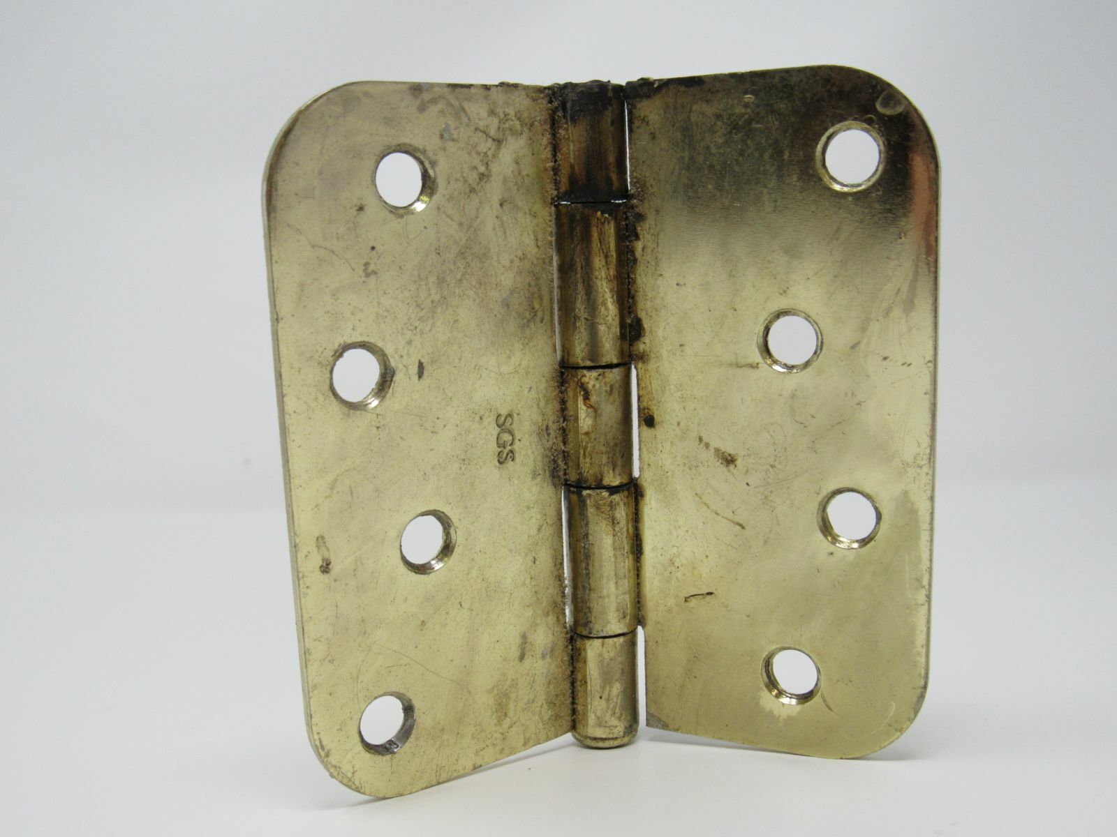 Standard Door Hinge 4-in Polished Brass 4 Holes Rounded Corners