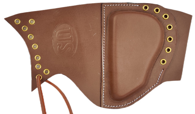 LEATHER SNIPER RIFLE CHEEK PAD "USMC"BROWN U.S. GARAND