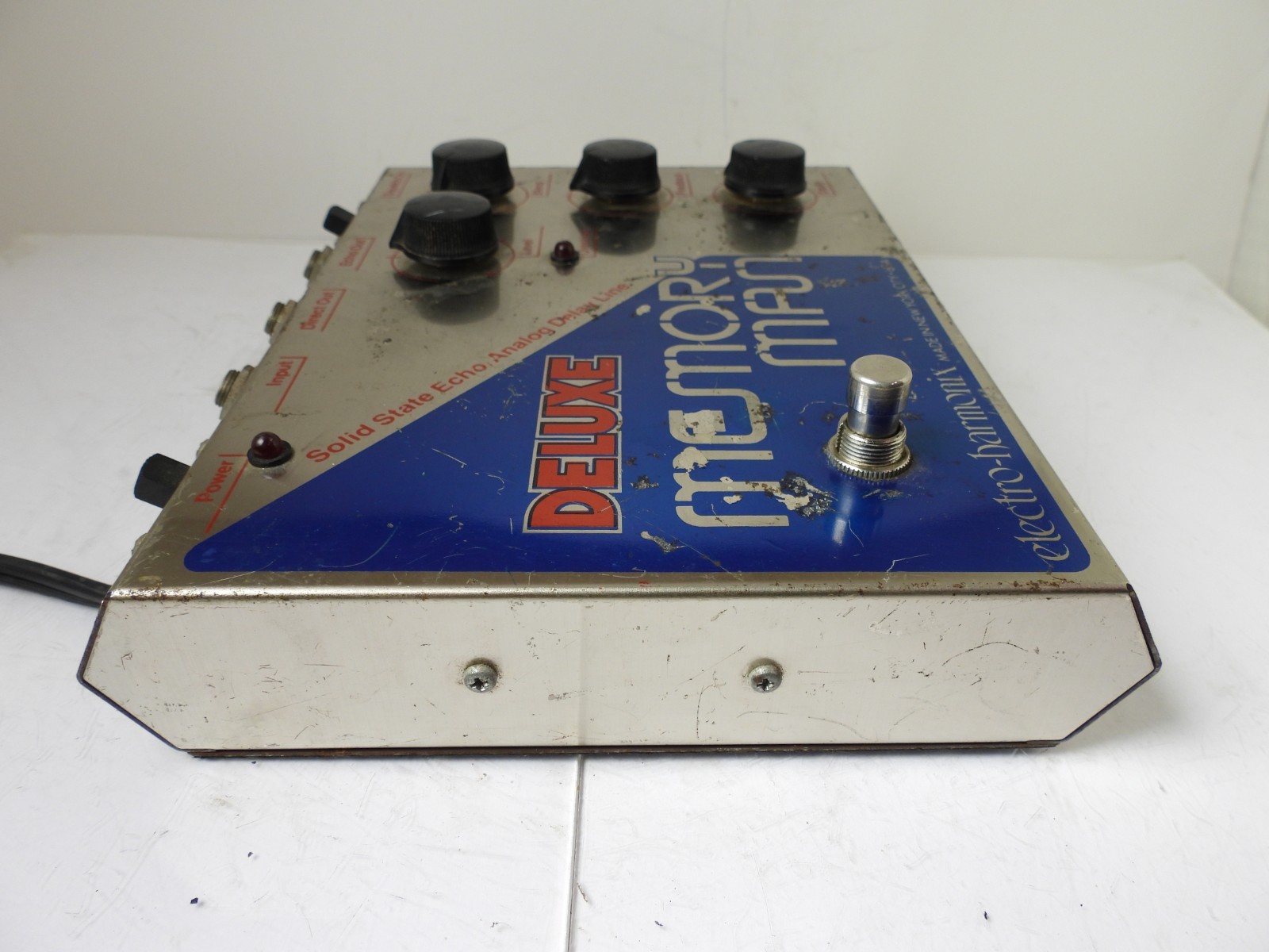 Vintage Electro Harmonix Deluxe Memory Man Echo Delay Effects Pedal BLUE FACE