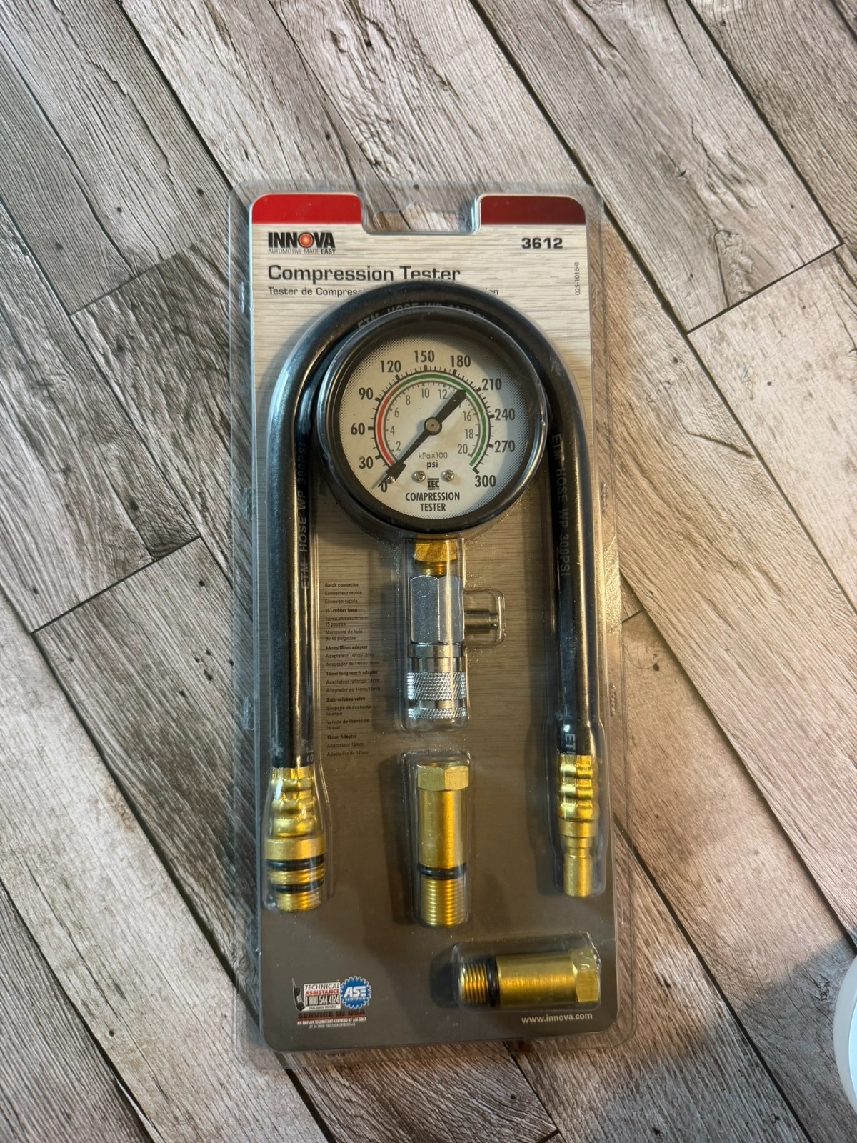 Innova 3612 Compression Tester Plus (6-piece kit) 15" Hose Length