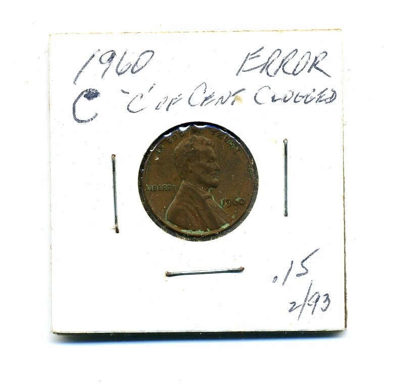 1960-P Lincoln Memorial Penny Defect Error Blob On "C"