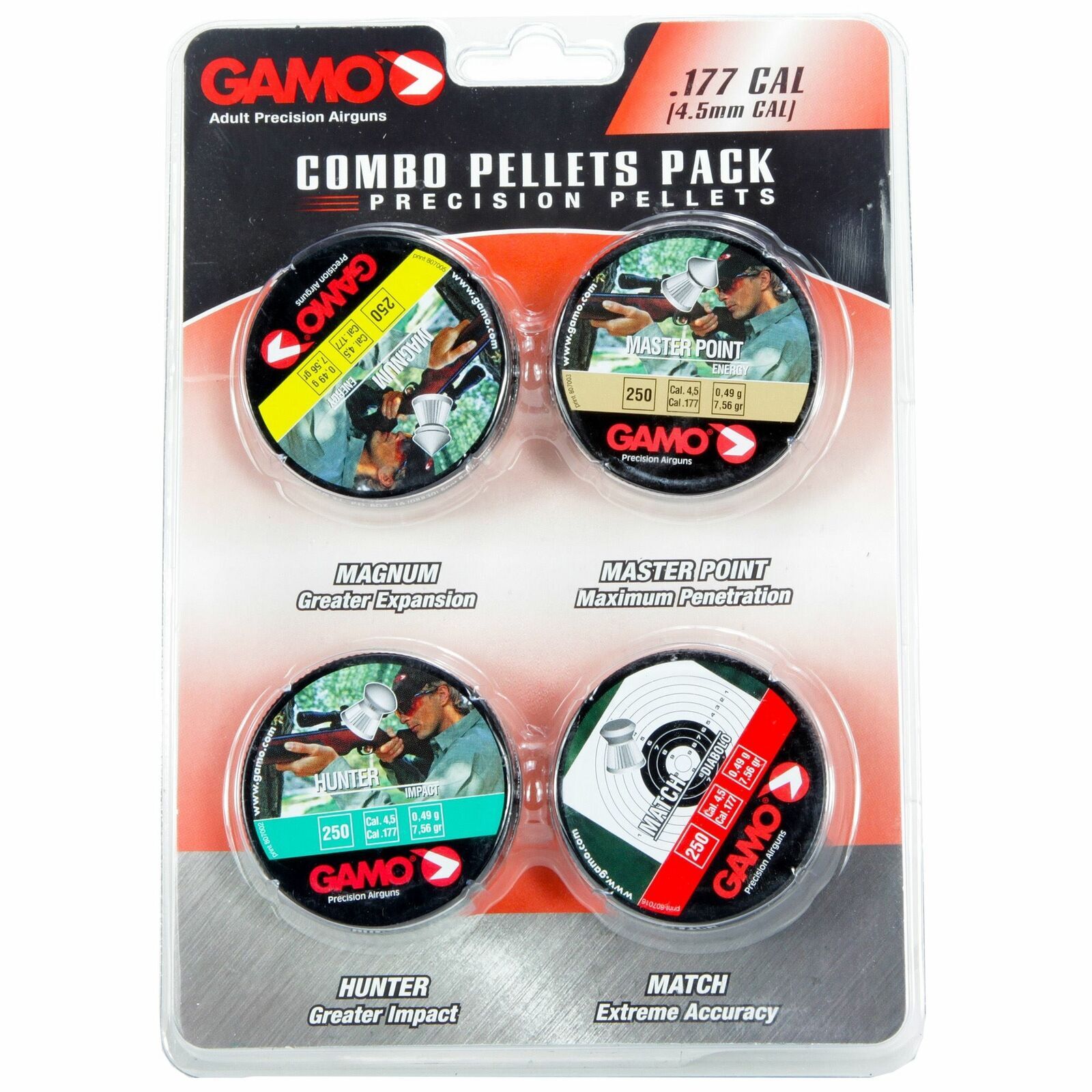 Gamo Combo Pack Precision Pellets .177 Pellets Blister Card 1000/Pack Lead Mater