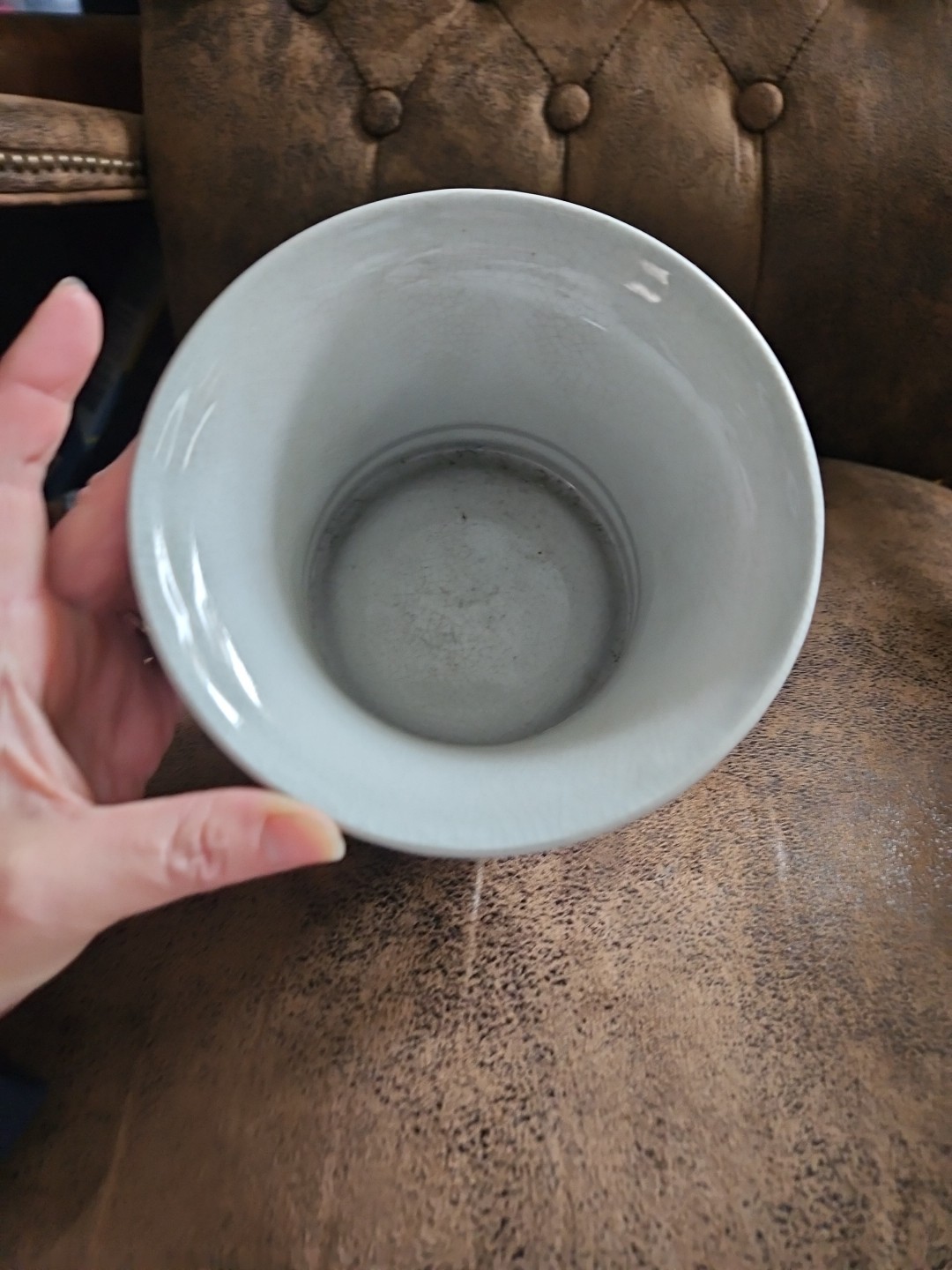 Decorative Cachepot Floral Planter With Handles Lots Of Crazing