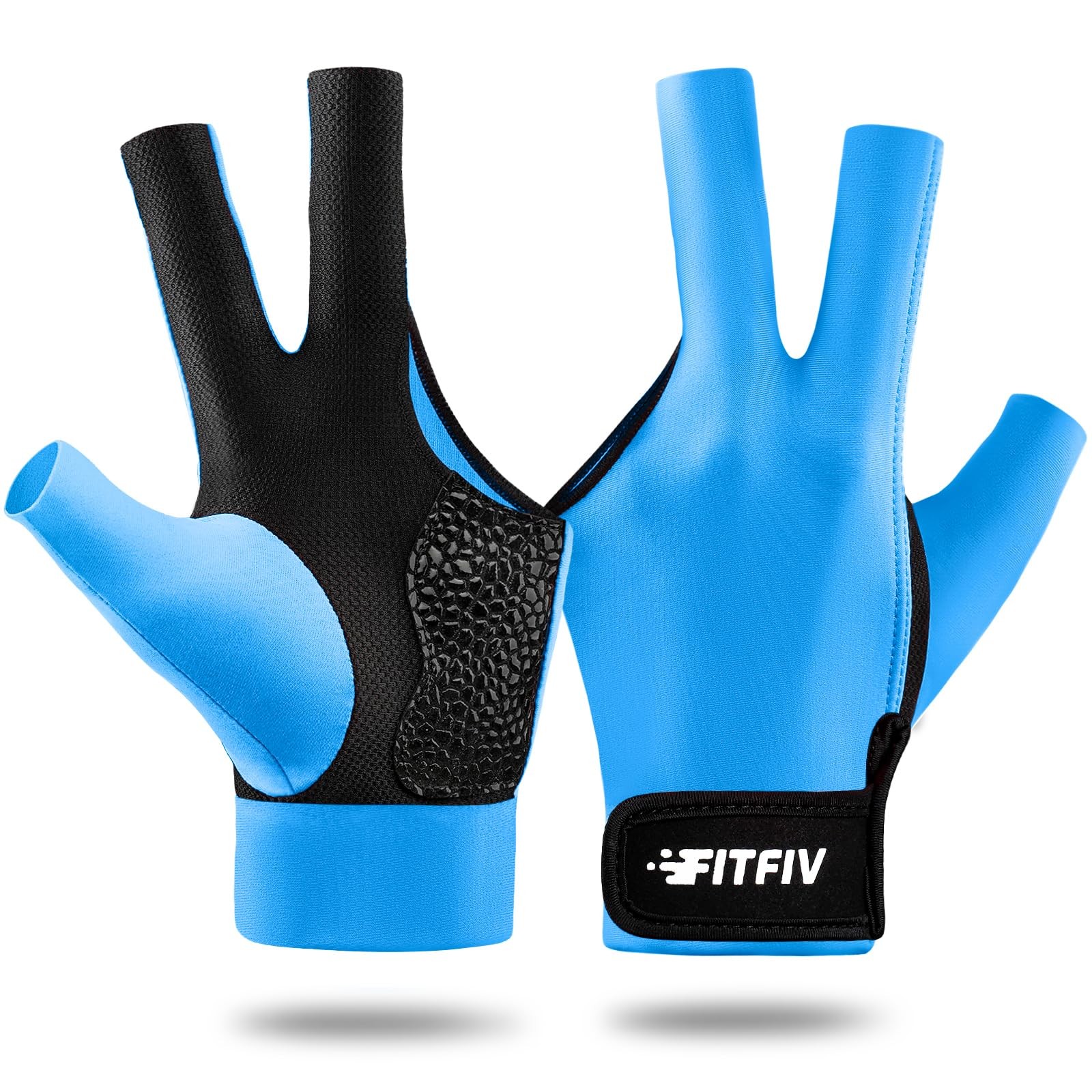 Billiard Pool Glove for Left Hand, 3 Finger, Adjustable Sizes for Men & Women