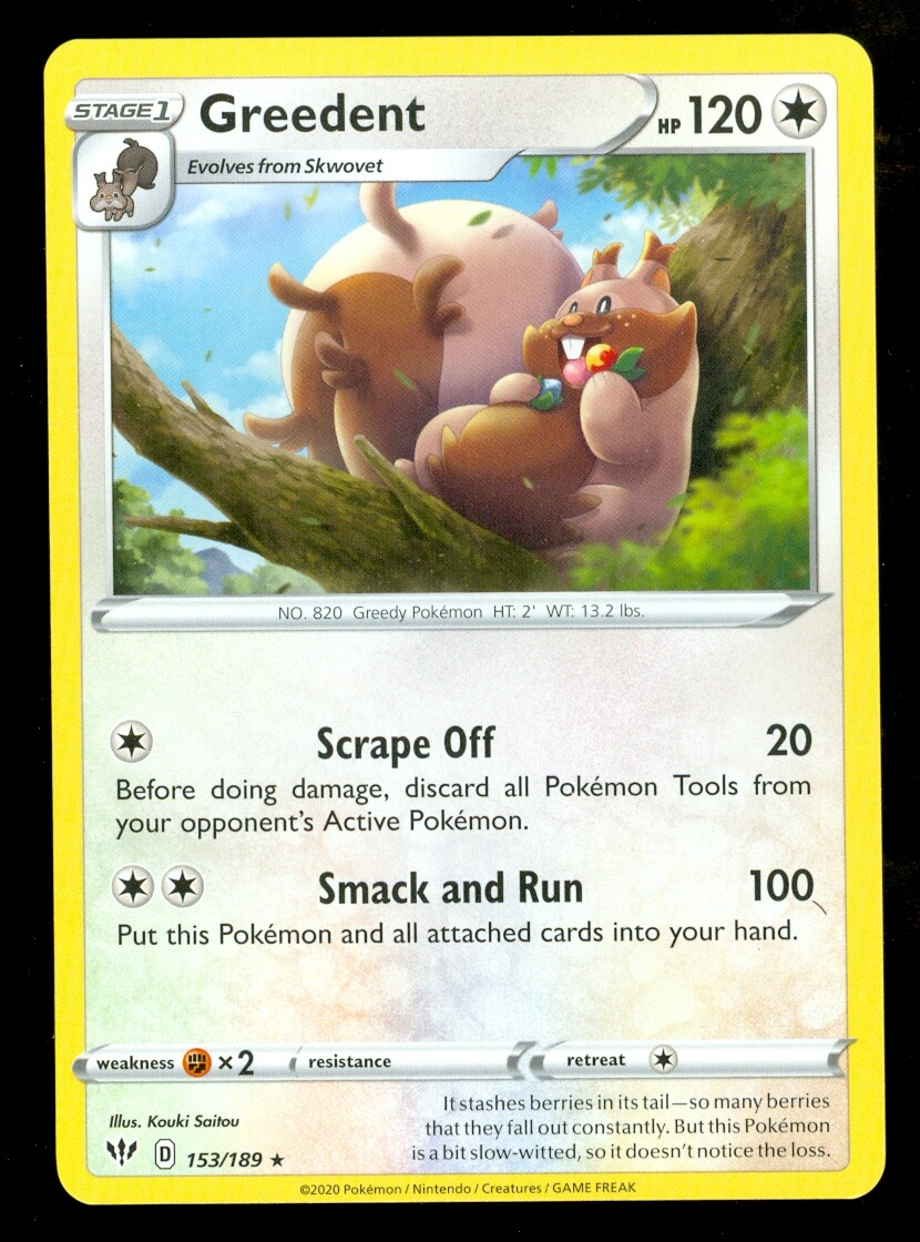 Pokemon GREEDENT 153/189 Darkness Ablaze - RARE - - MINT