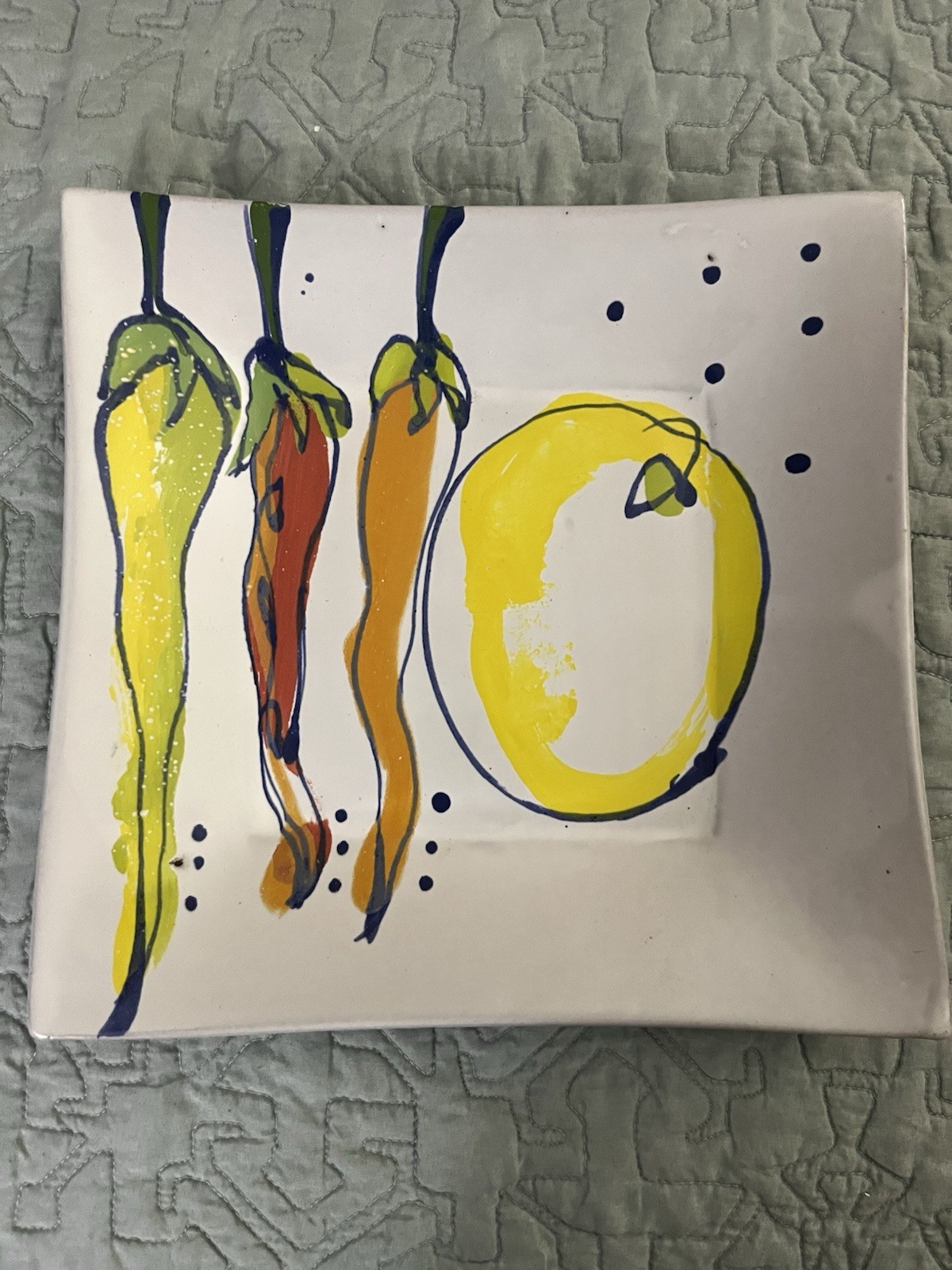 Handpainted 12 X 12 Serving Dish, Ceramic Preowned