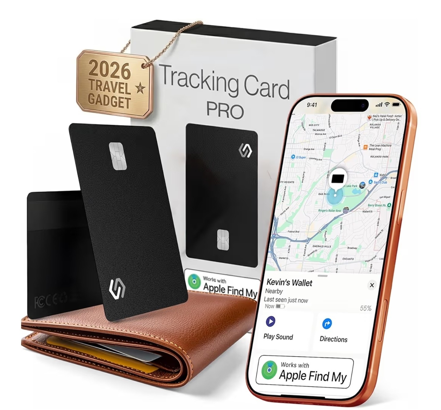 SPOTMINDERS Apple MFi Cert. Wallet Tracker PRO for Travel/Luggage, Credit Card