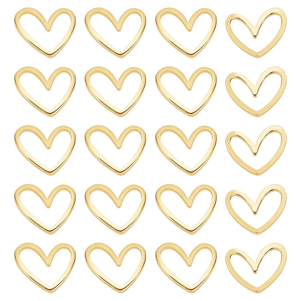20pcs 18K Gold Plated Heart Linking Rings Jewelry Findings for DIY Projects