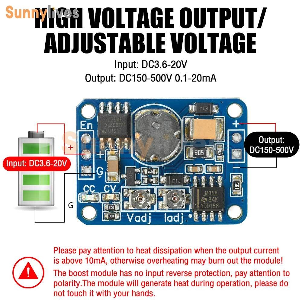 DC-DC 3.6-20V to 150-500V Constant Current Boost Step-up Power Regulation Module