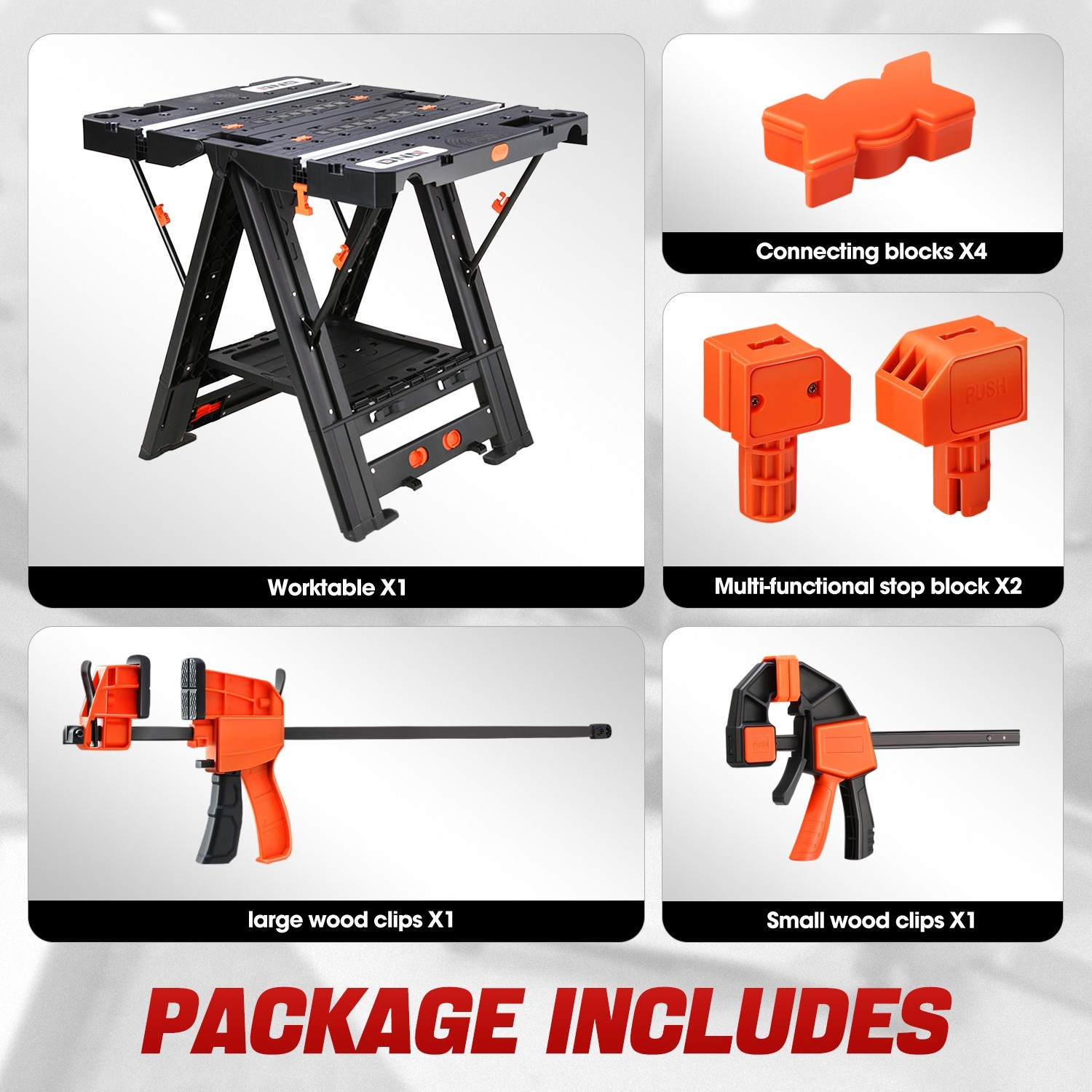 25" X 31.1" X 31.8" Painted Black Foldable Work Table for Workbench Sawhorse