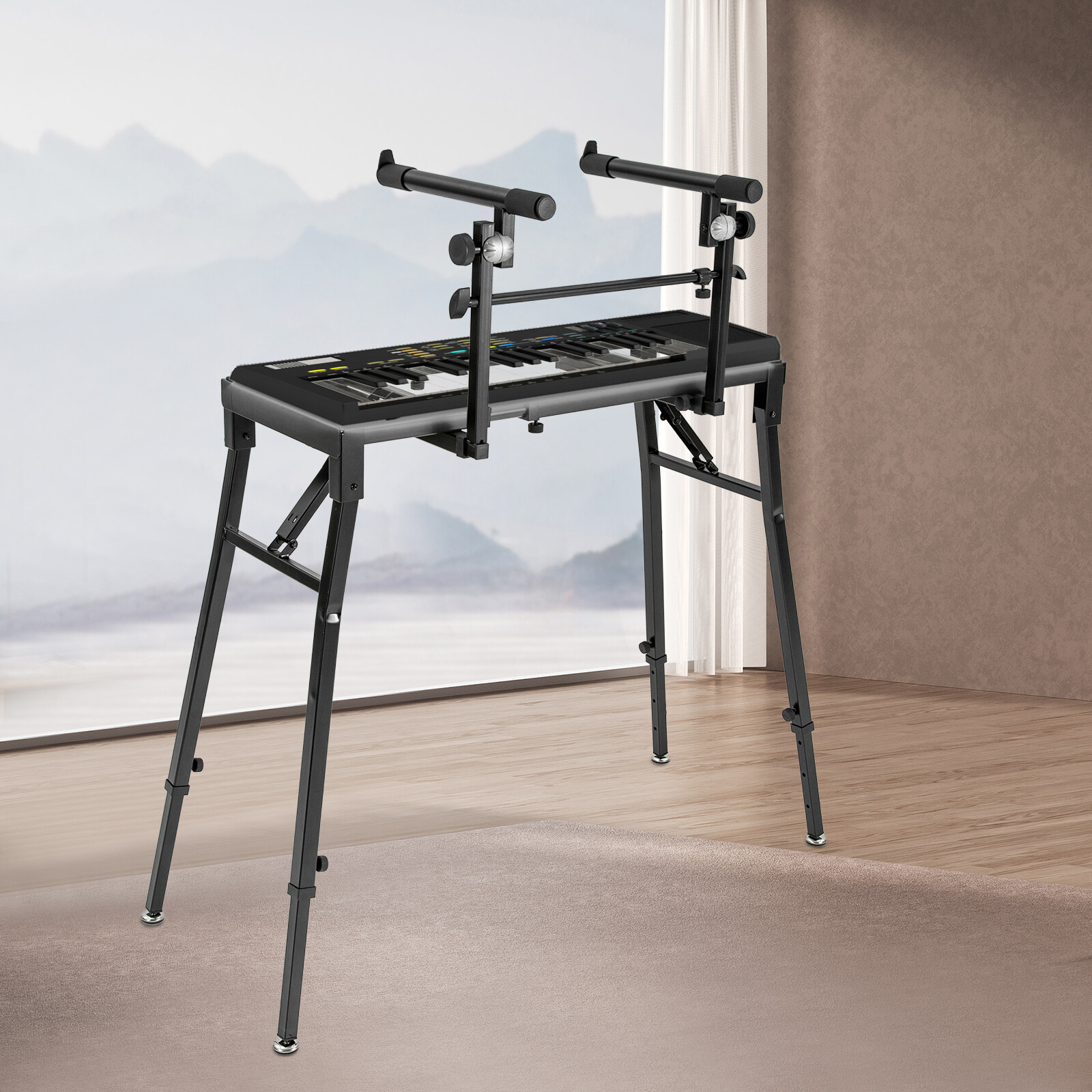 Keyboard Stand DJ Workstation Table Top Piano Holder 2-Tier Double Studio Mount