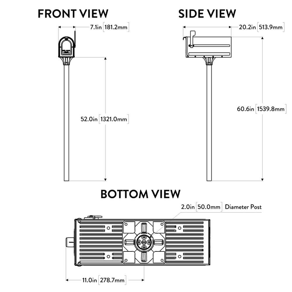 Architectural Mailboxes MB1 Black Medium Steel Post Mount Mailbox w/ Post Kit