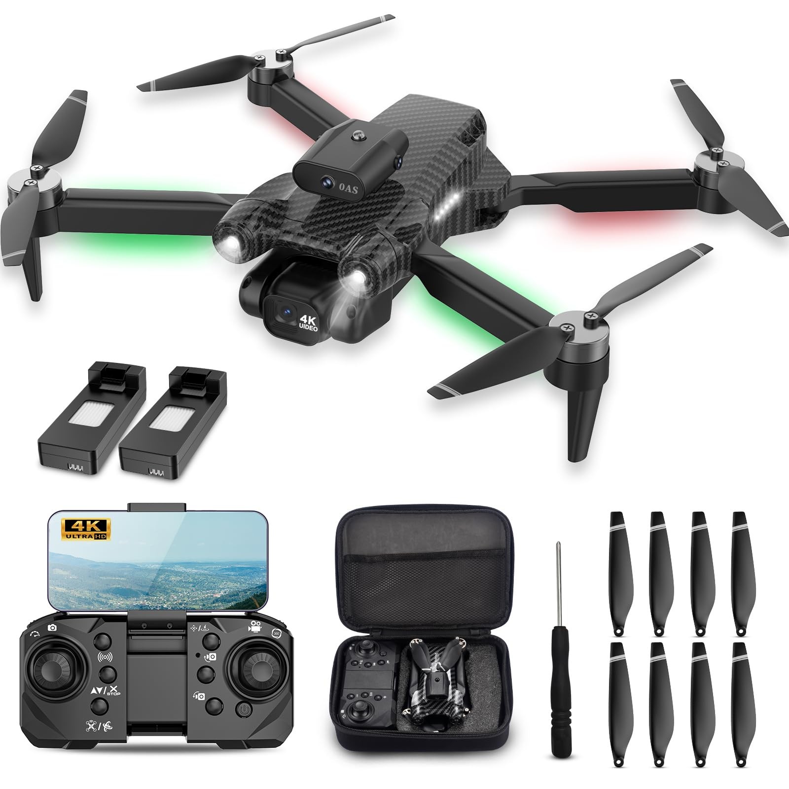 MSMV 4K Camera Drone for Adults Kids, Wireless RC Toys, Small Charcoal black