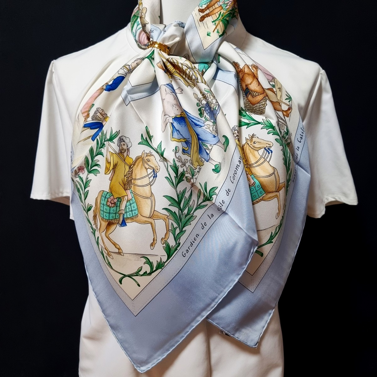 RARE VINTAGE HERMES Silk Scarf "Costumes civils actuels" Carre 90