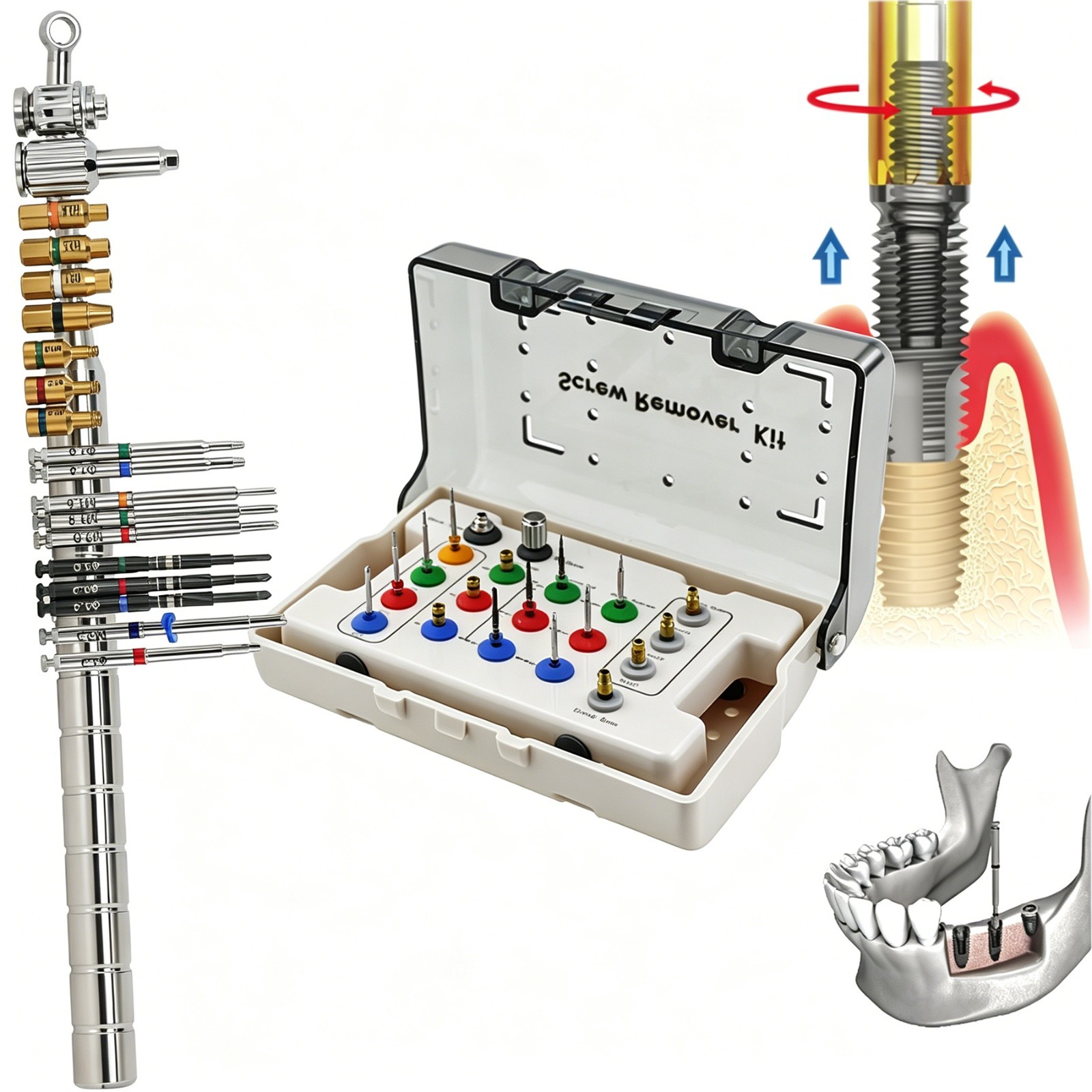 Dental Broken abutment screw removal kit Guide/Reverse Drill /claw NeoBiotech SR