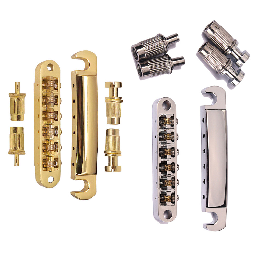 Brass Roller Saddle Guitar Bridge Tailpiece Sets for Les Paul LP SG