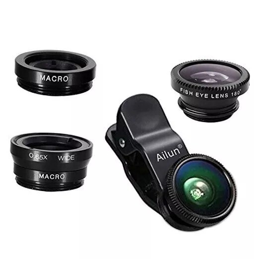 Phone Lens,by ,3 in 1 Clip On 180 Degree Fish Eye Lens+0.65X Wide Angle+10X