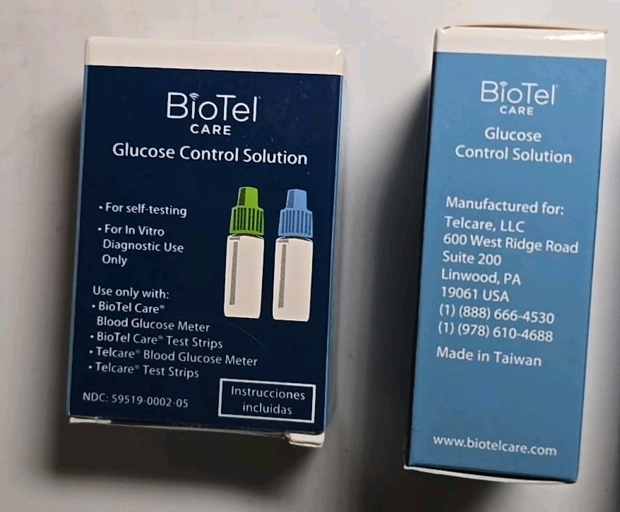 2X BioTel Care TelCare Glucose Control Solution Sealed Exp 04/2025