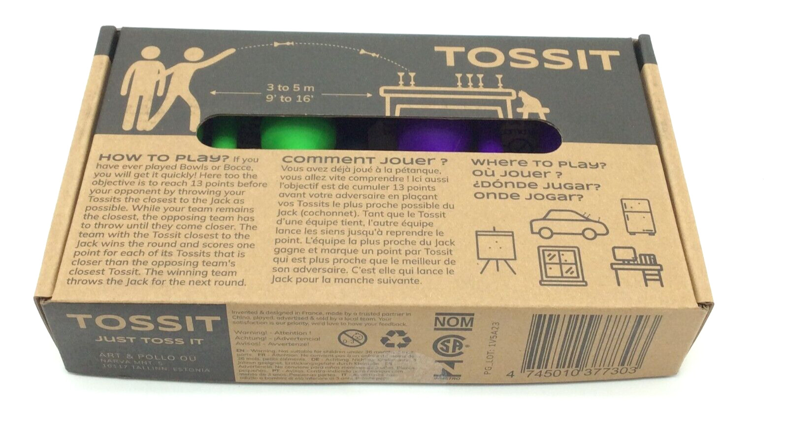 TOSSIT. Silicone Indoor Dart Game Green & Purple
