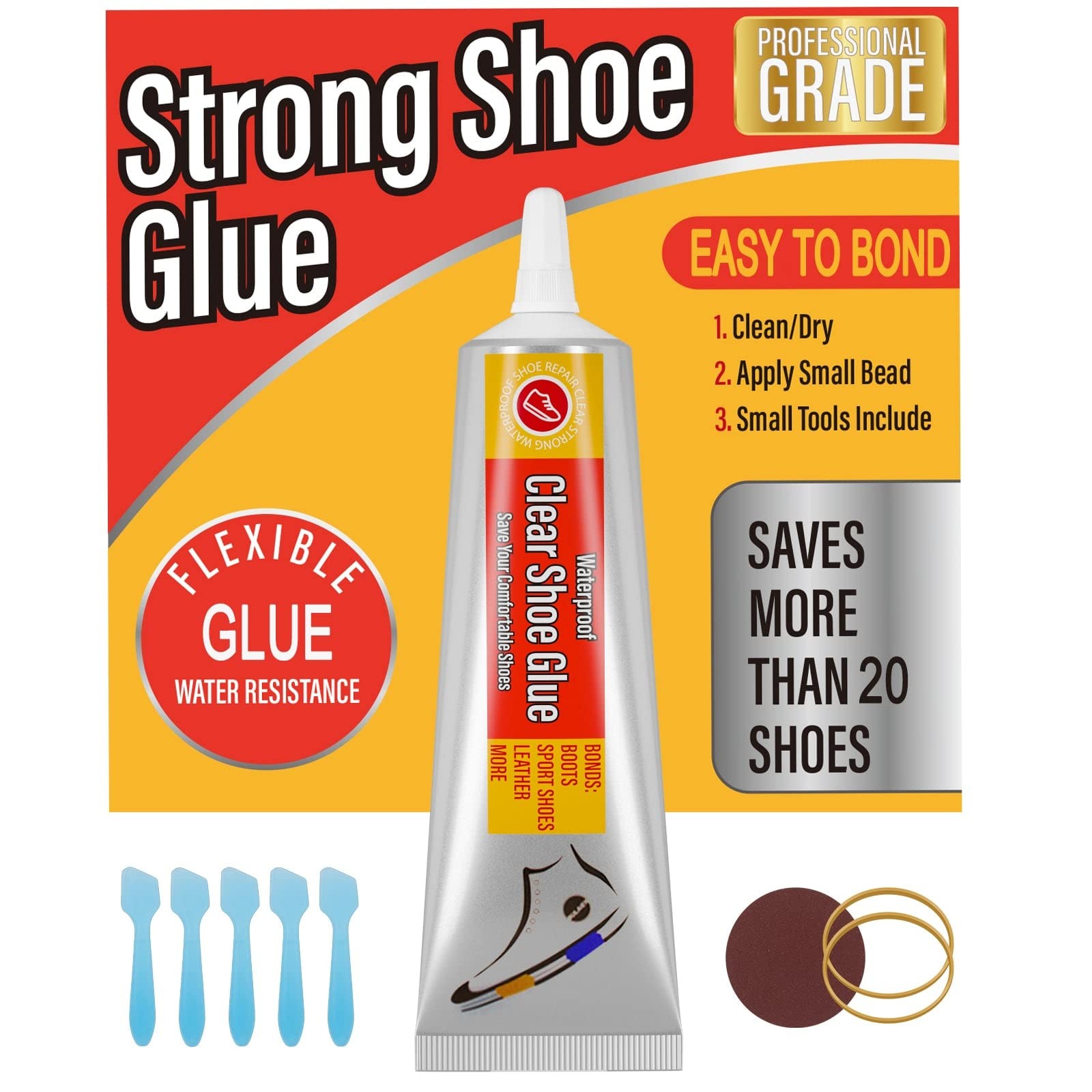 Evatage Waterproof Shoe Glue Kit for Sole Repair - Adhesive Clear