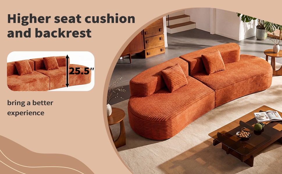 108.6-inch curved combination sofa with a modern cloud pattern design, made with
