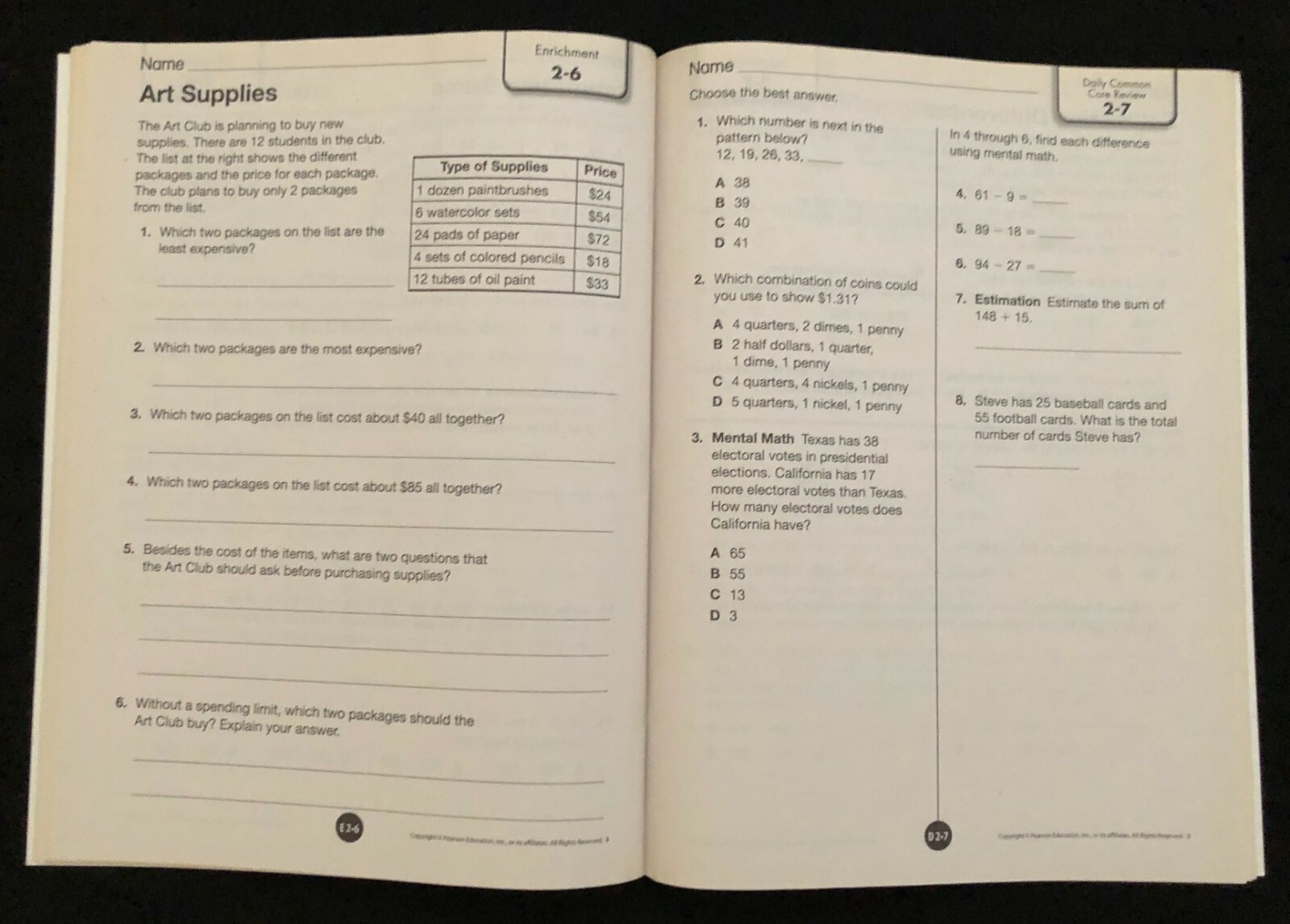 3rd Grade - TEACHER'S RESOURCE MASTERS (5 book set) (2012, Pearson)
