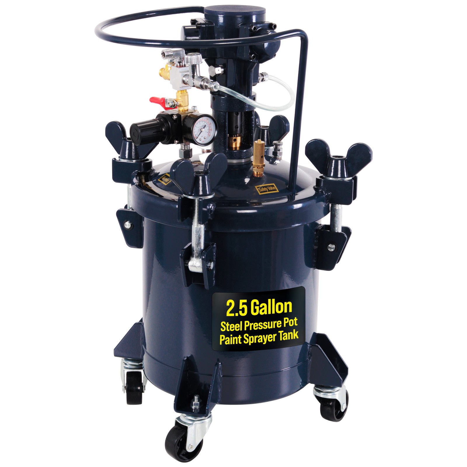 2-1/2 Gallon PRESSURE FEED PAINT POT TANK Spray Gun Sprayer Reg Air Mix Agitator