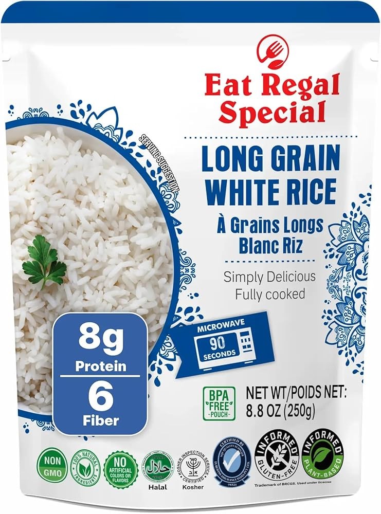 Ready to Eat Long Grain White Rice, Protein & Fiber per Pouch, 1