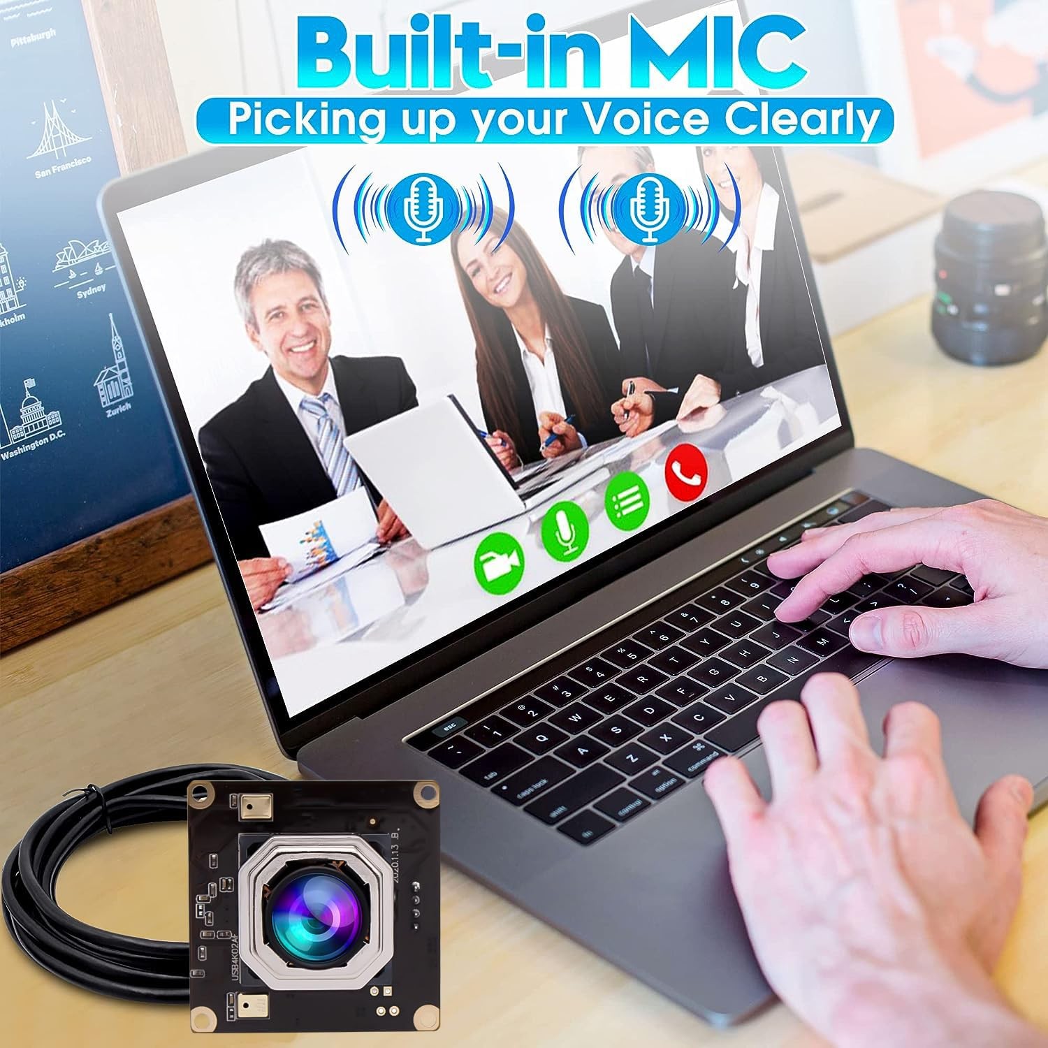 4K USB Module Autofocus w/Microphone Computer Mini USB2.0 Webcam Board 8mp In...