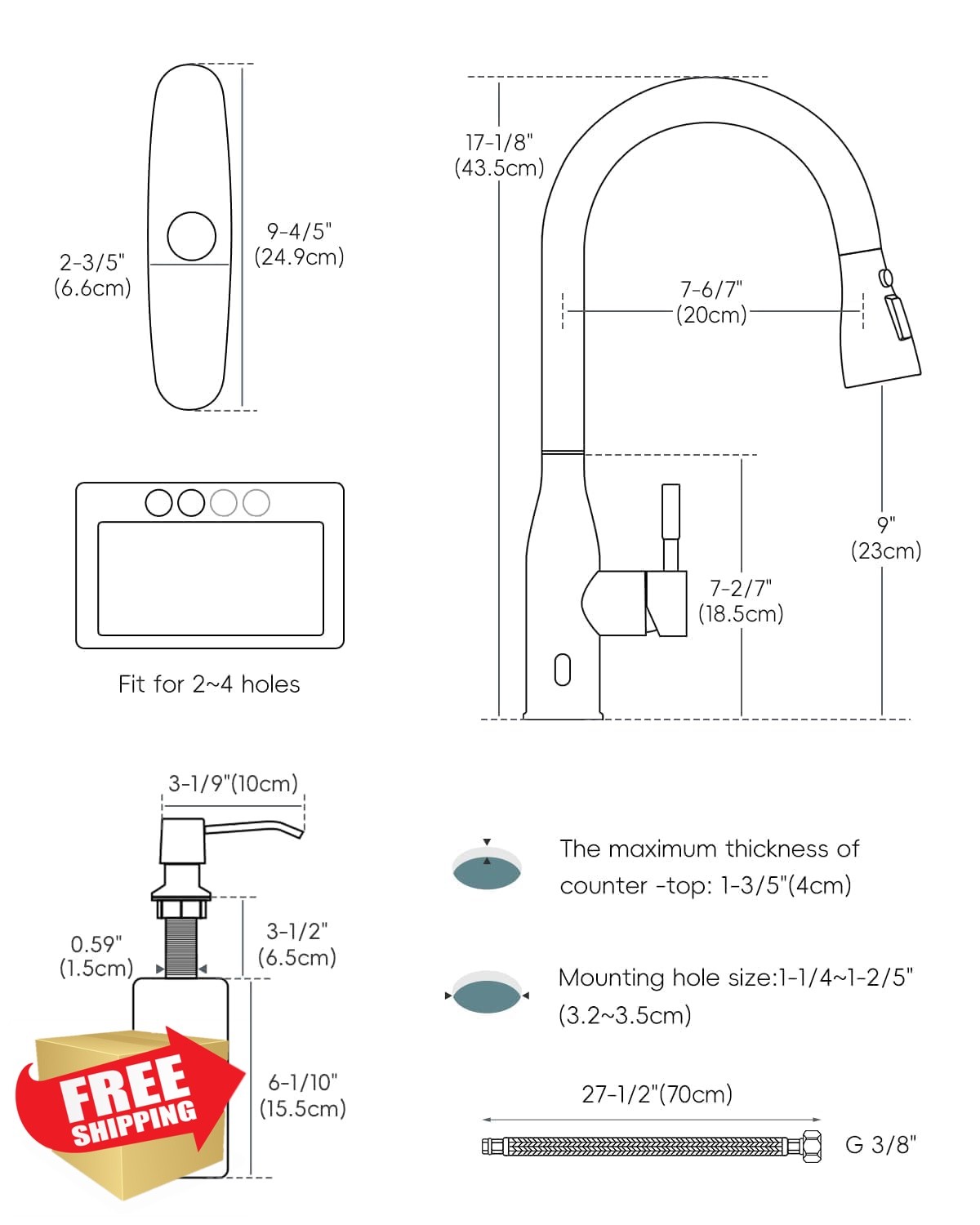 APPASO Matte Black Touchless Kitchen Faucet