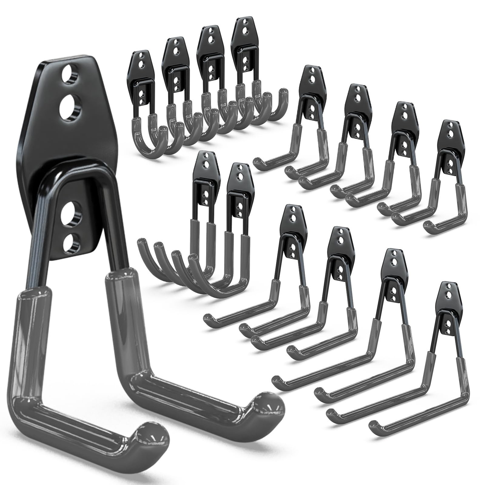 3-H Heavy Duty Garage Hooks, 14 Pack Wall Storage Organizer,Gray | Multi-Purp...