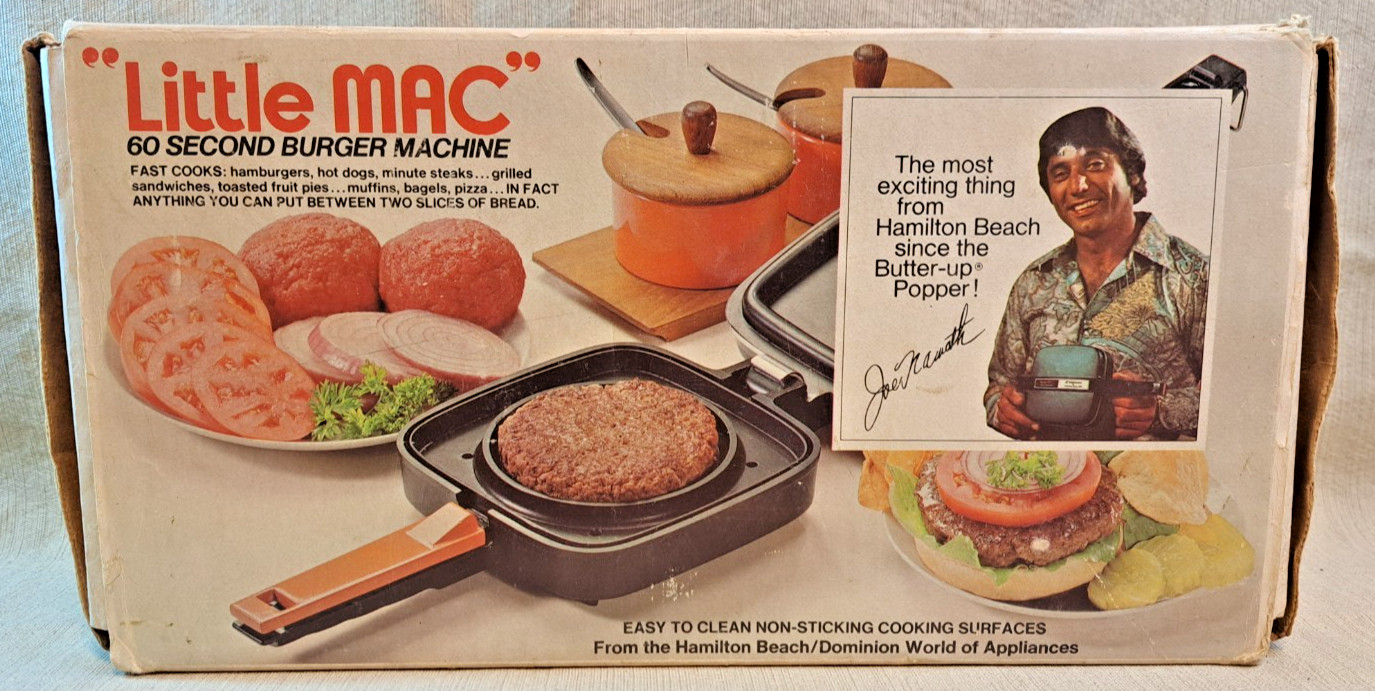 Vintage Joe Namath Little MAC 60 Second Burger Machine c1977 Complete NEW SEALED