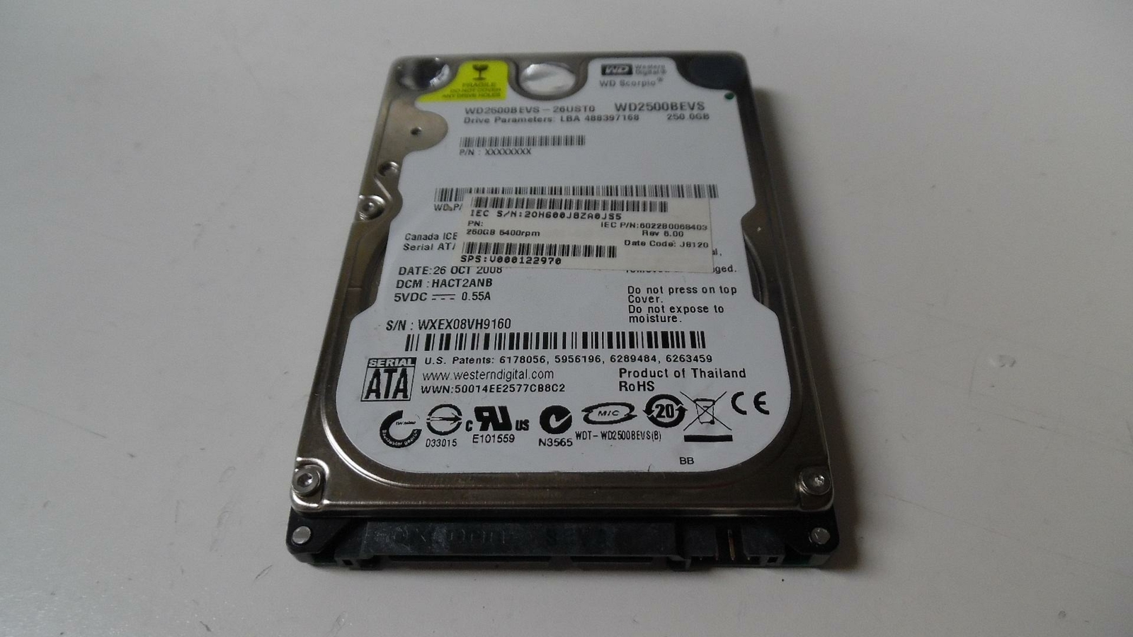 Western Digital OEM 250GB 5400RPM SATA HD Drive - V000122970 - See Desc & Photos