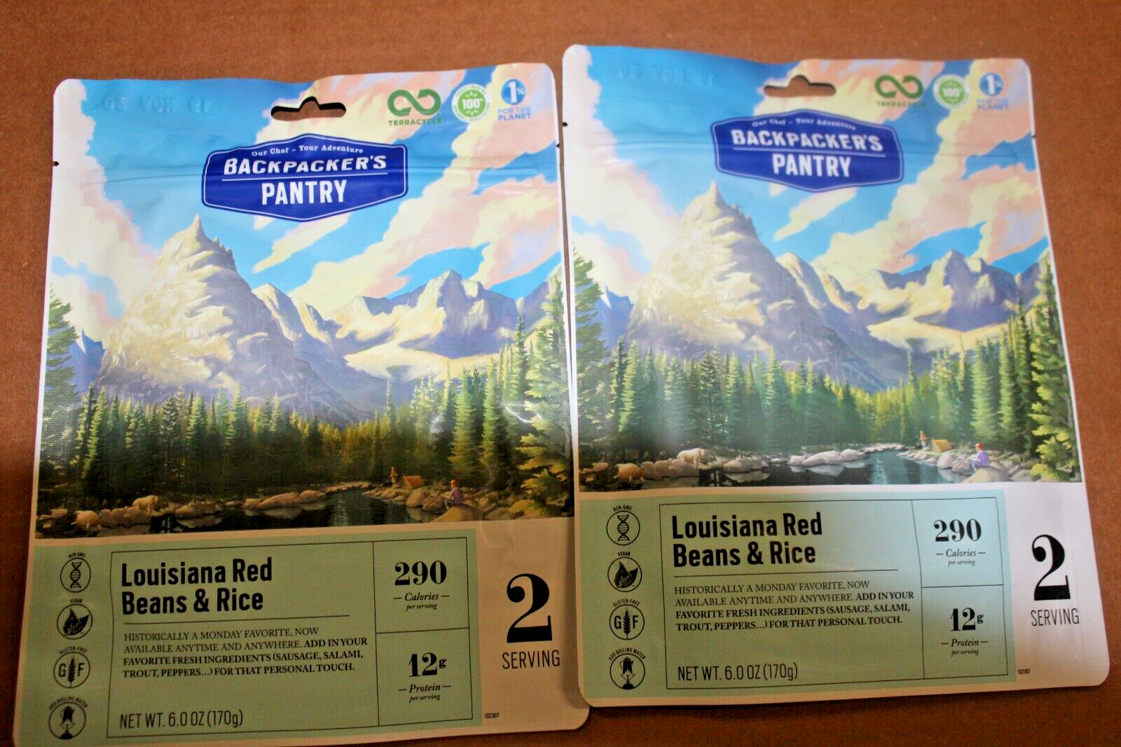 2 PACK Backpacker's Pantry Louisiana Beans and Rice -2 Serving #BINC229