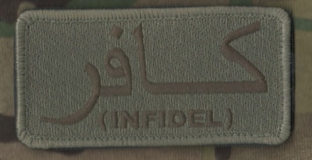 ALLIED COALITION FORCES OPERATOR SHOULDER burdock-hook 2-TAB: INFIDEL كافر