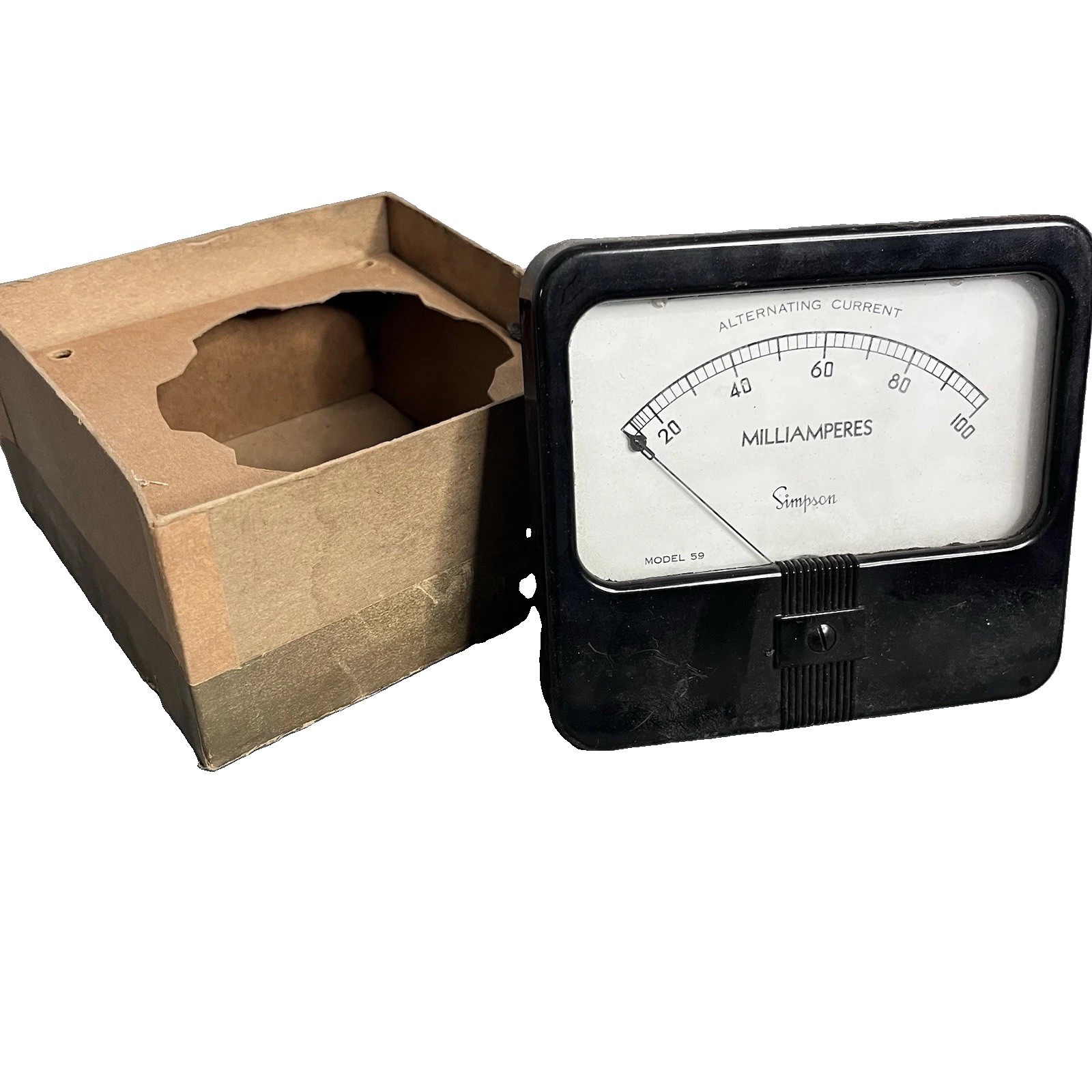 Vtg Simpson Model 59 AC Amps Milliamperes 0–100 Analog Panel Meter Box For Parts