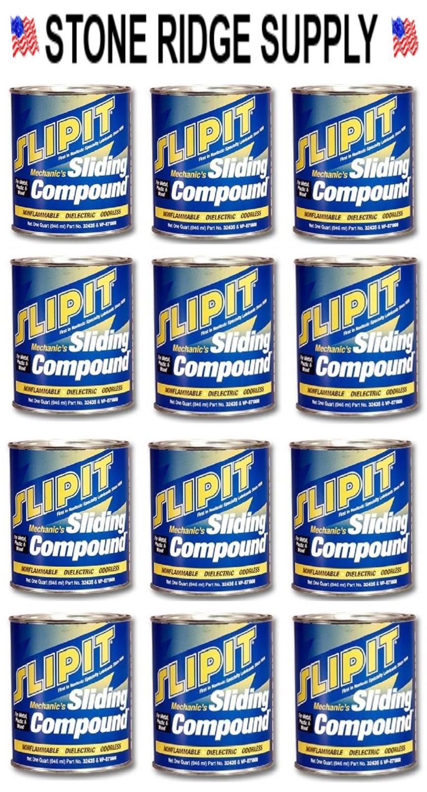 SLIPIT MECHANICS SLIDING COMPOUND QTY 12 QUARTS  SILICONE / METAL, PLASTIC, WOOD