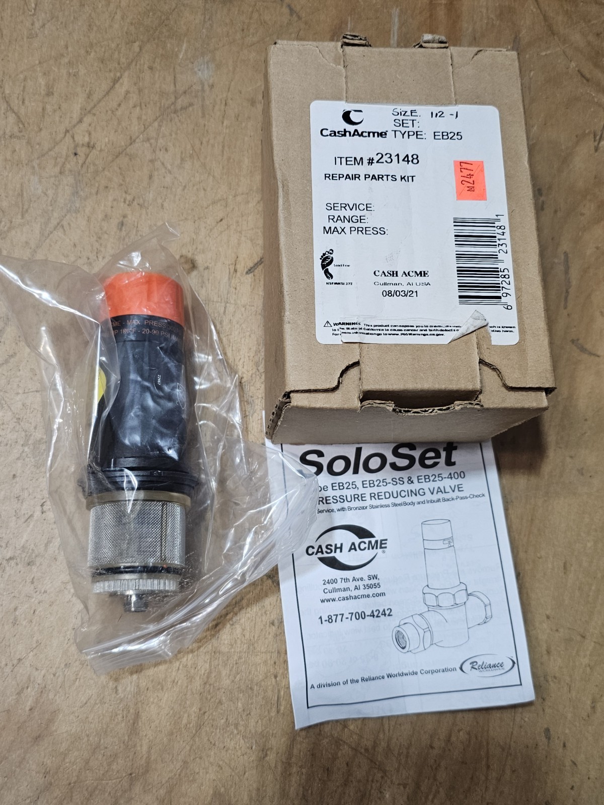 NEW CASH ACME  PRESSURE REDUCING VALVE TYPE EB25 #23148 REPAIR PARTS KIT