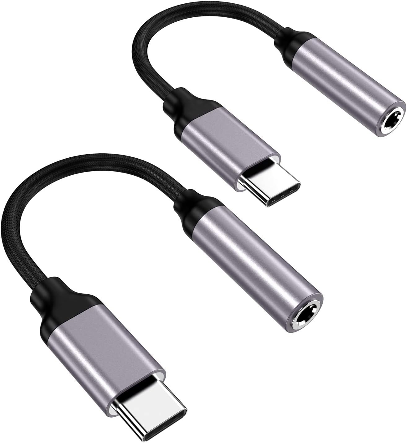 2 Pack USB Type C to 3.5mm Headphone Jack Adapter, USB C to Aux Female Audio
