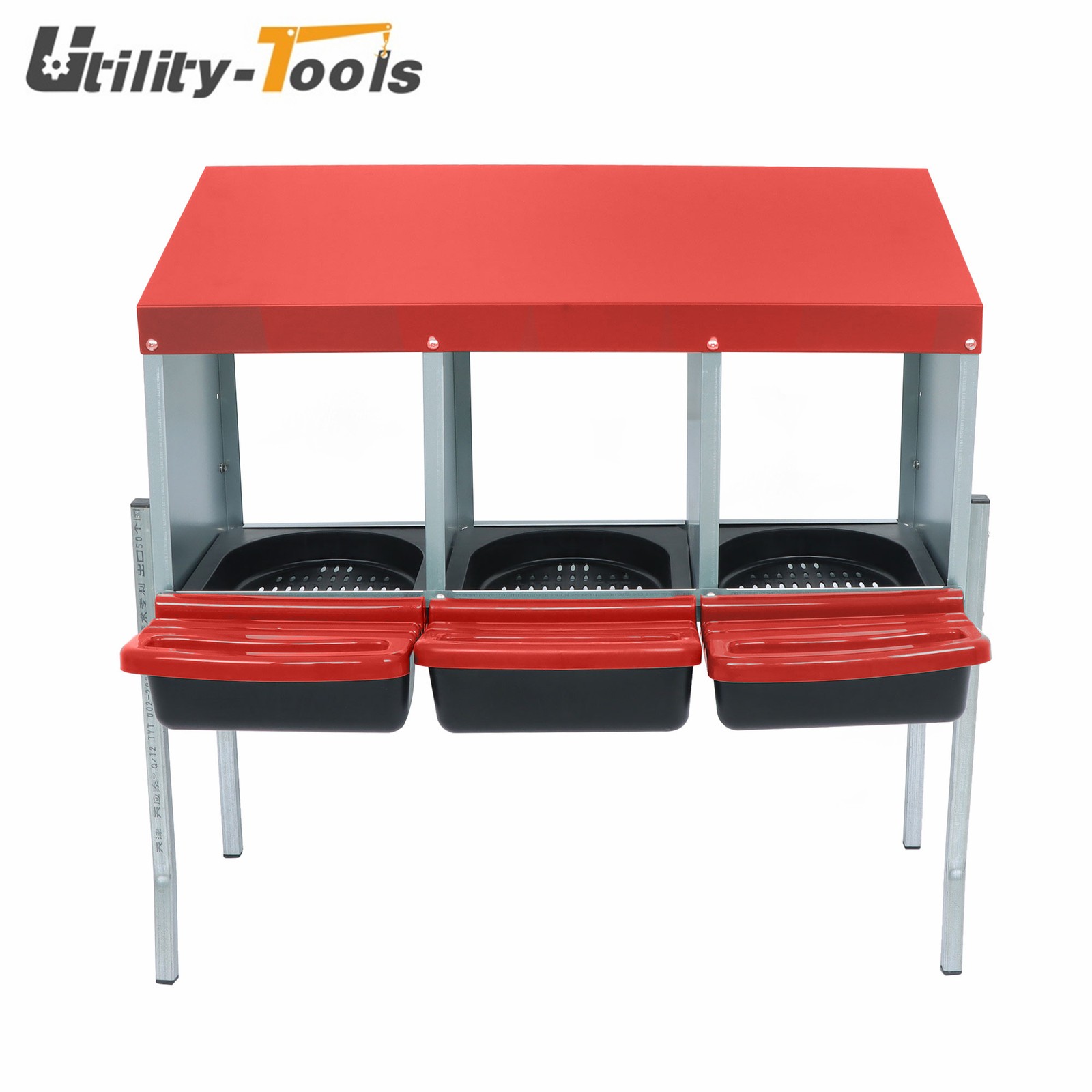 Red Chicken Eggs Nesting Boxes With Metal Legs Chicken Laying Box 3 Holes Ducks