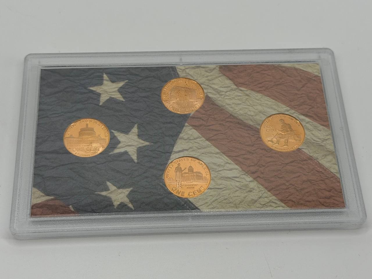 2009 Lincoln Bicentennial Cent 4 Coin Set P D Zinc Copper Plated Display Case