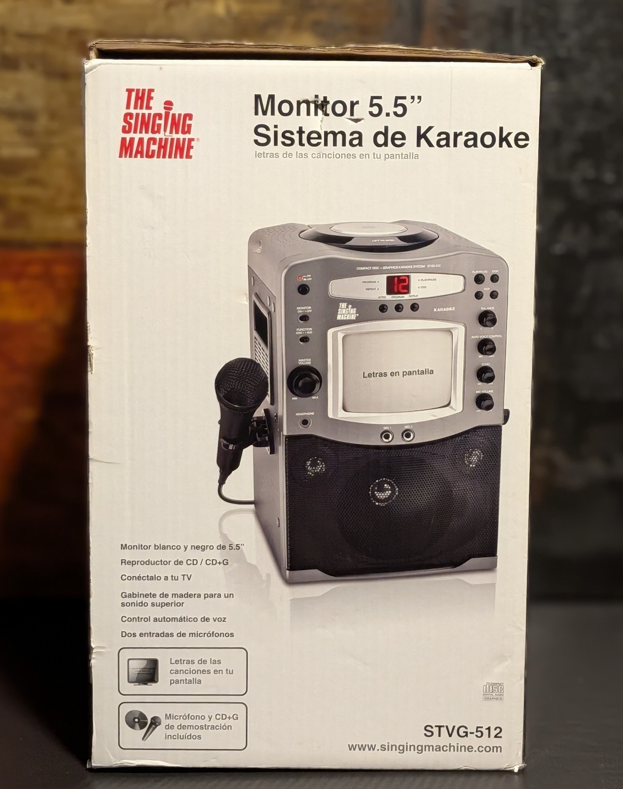 The Singing Machine STVG-512 Karaoke System w/ 5.5" Screen & Microphone - NOB