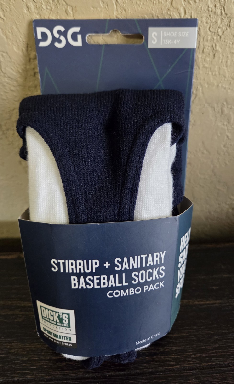 DSG Stirrup and Sanitary Baseball Socks Combo Pack Navy/White Size S