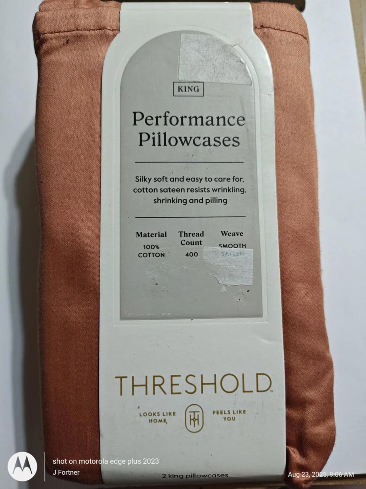 Threshold King 100% Cotton- Solid Rust Color -Pillowcase Set