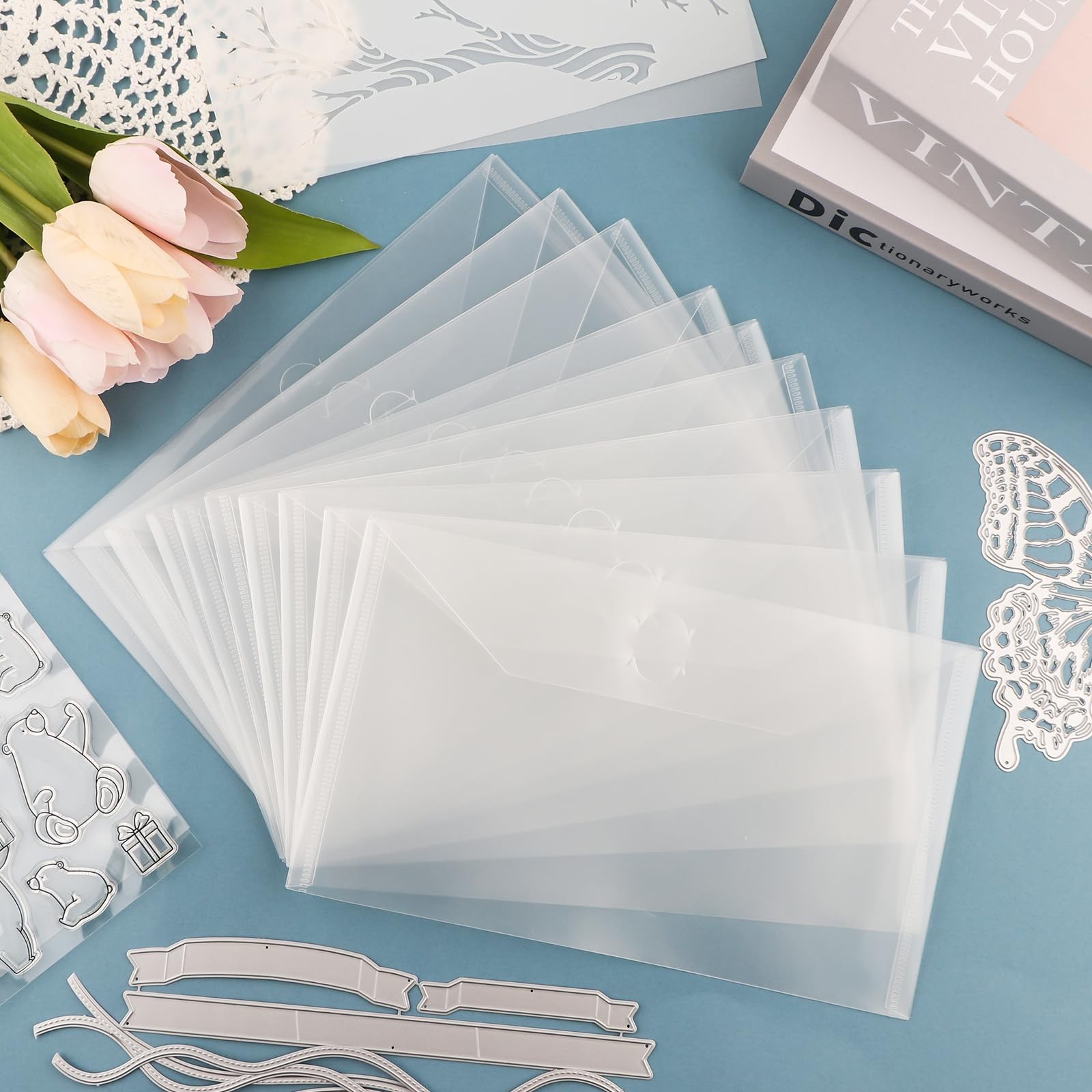 60 PCS 9.8x5.9 Inch Slimline Resealable Plastic Storage Envelopes Pockets