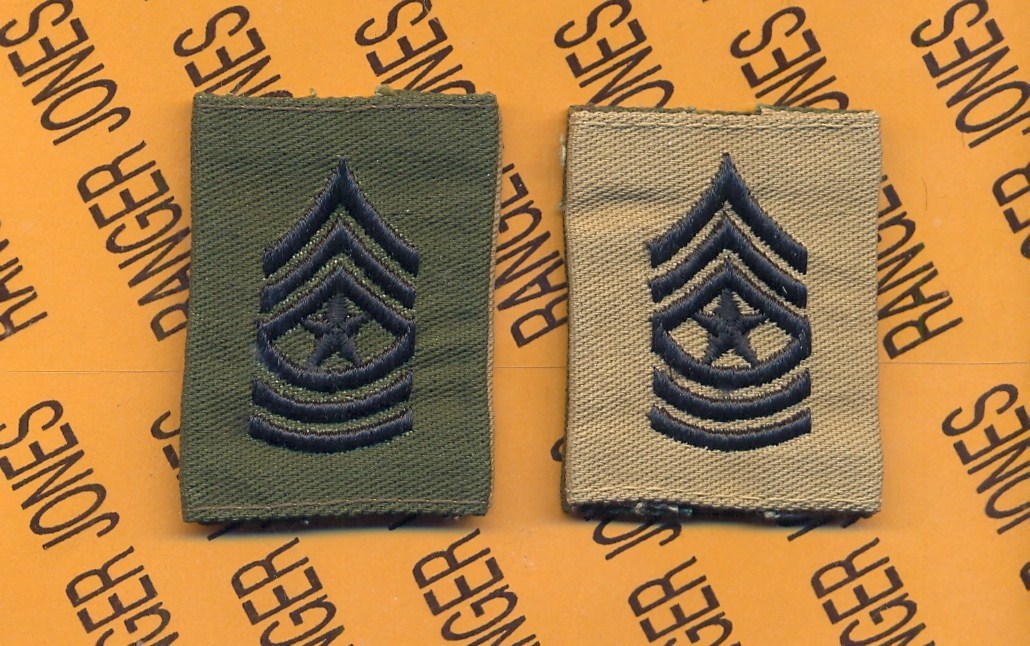USA Enlisted SERGEANT MAJOR SGM E-9 OD & Desert Reversable slip on rank patch