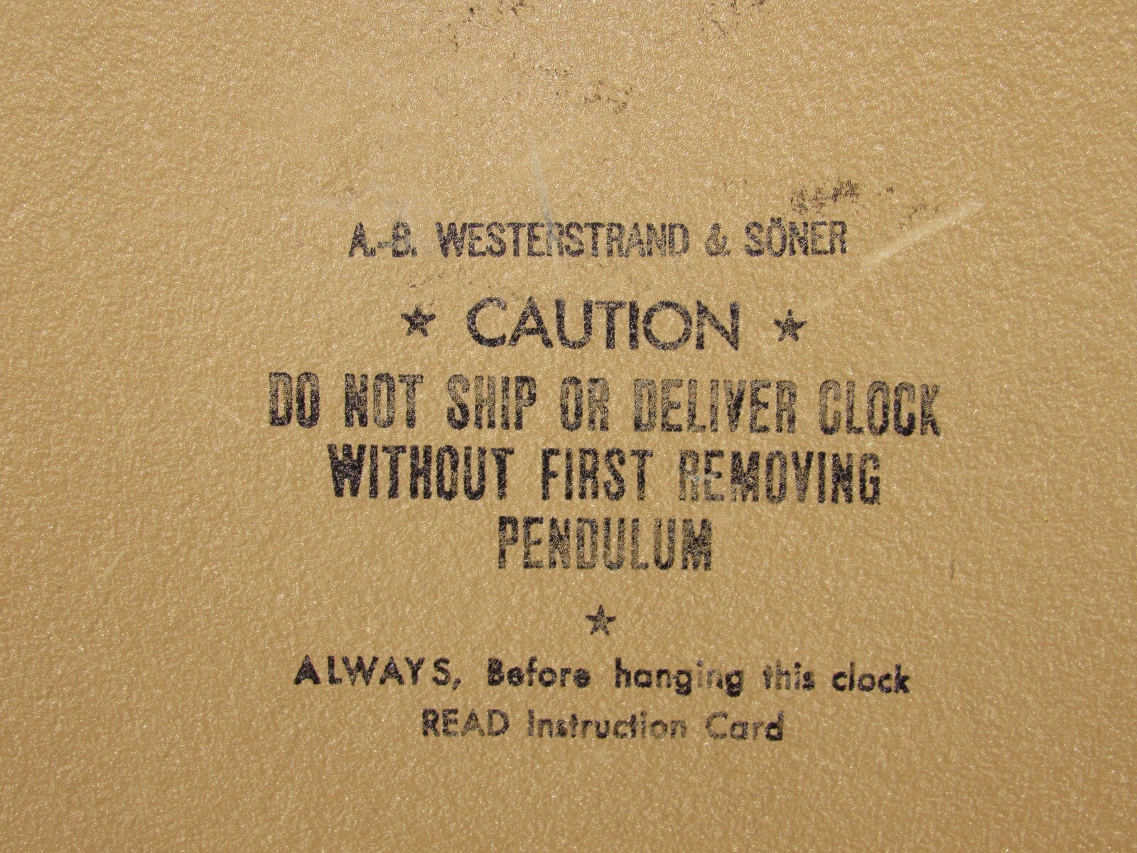 Swedish A.B. Westerstrands & Soner Mirrored Wall Clock 8-Day, Time/Bell Strike