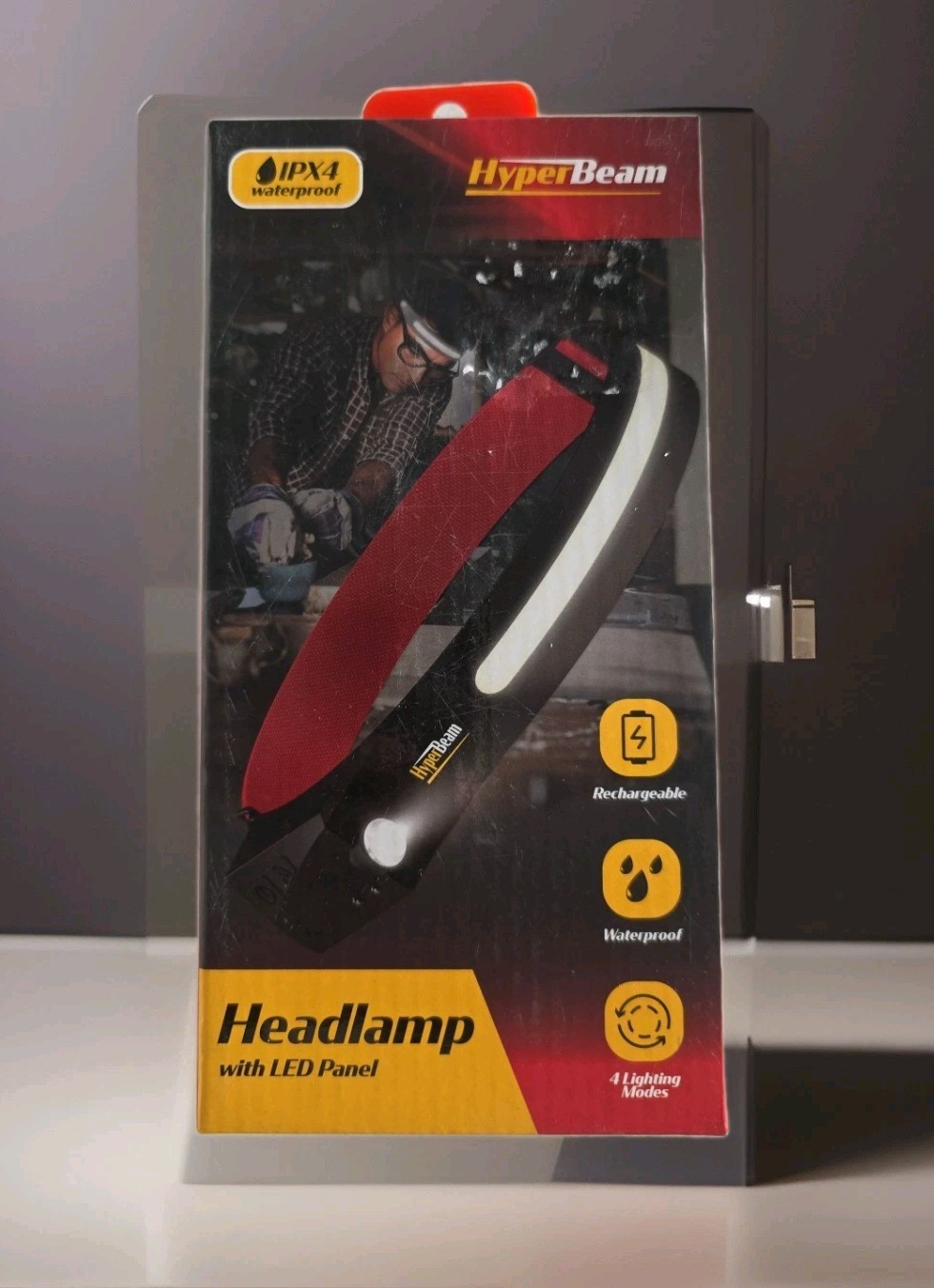 HyperBeam 400 Lumens Headlamp w/ LED Panel IPX4 Waterproof 4 modes Rechargeable