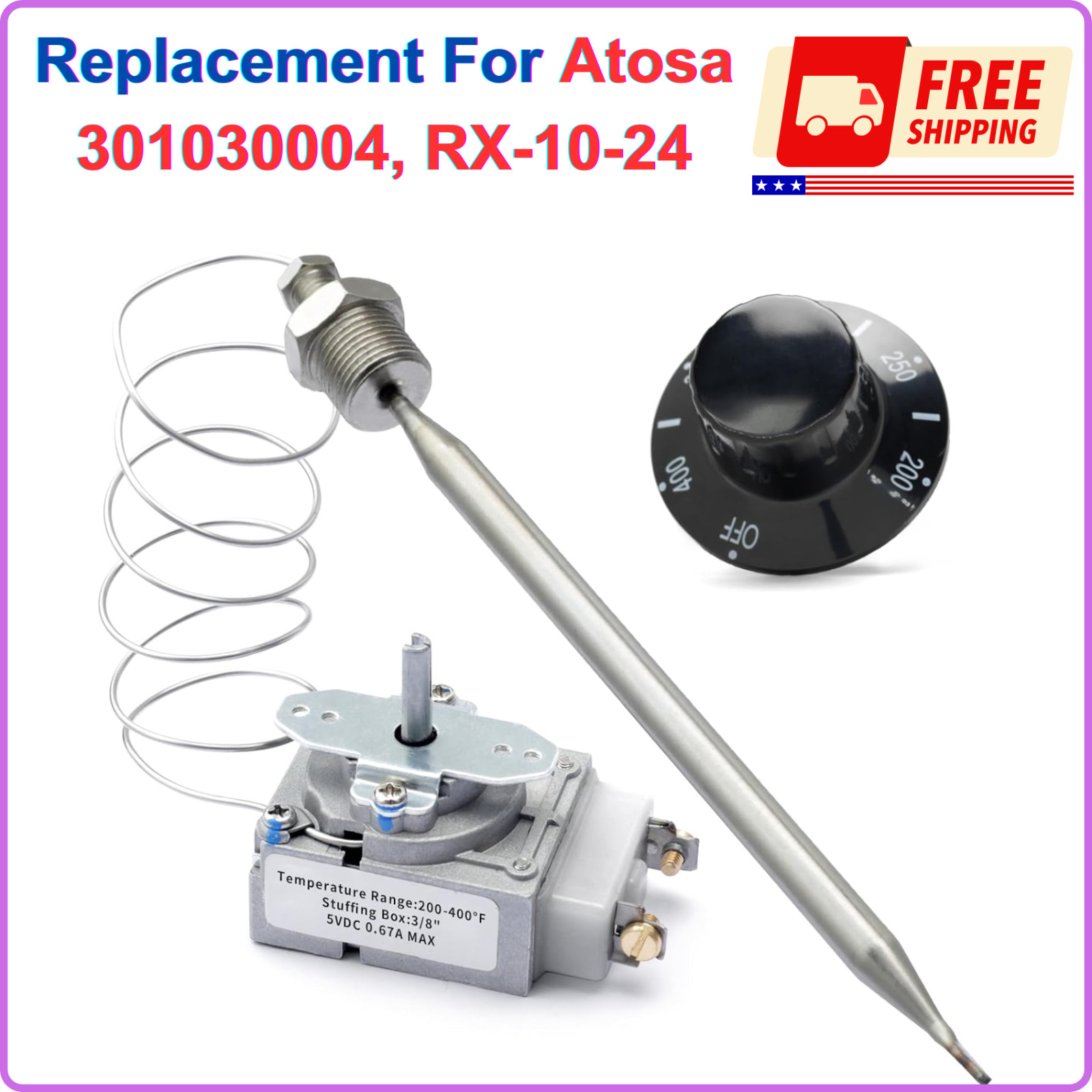 Replacement For Atosa 301030004, RX-10-24 RX-2-24 RX-2-30 Thermostat RX Series